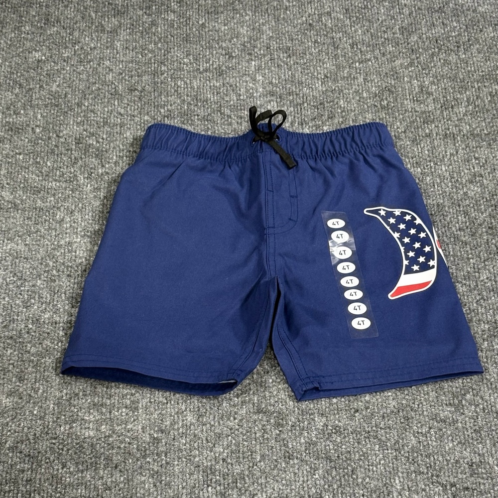Hurley Swim Shorts Boys 4T Blue Boardshorts Elastic Waist Mesh Lined USA Logo